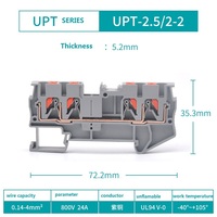 UPT-2.5/2  Bloque de terminales de 2.5mm² para cable conector de riel DIN