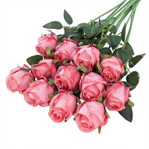 Fiori Artificiali Realistici in Seta, <span class=keywords><strong>Rose</strong></span> Finte in PE per Bouquet da Sposa, Decorazione Casa e <span class=keywords><strong>Giardino</strong></span>, Fornitura all'Ingrosso Personalizzata OEM - Product Image 1