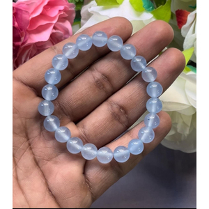 Blue Jade <b>Bracelet</b>: Round Gemstone Beads, Stretch <b>Bracelet</b> Unisex Classic Style Certified Anniversary Gift - Product Image 3