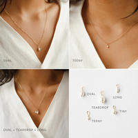 Collier EManco avec pendentif double perle d'eau douce, chaîne fine en acier inoxydable doré, bijoux minimalistes élégants pour tous les jours