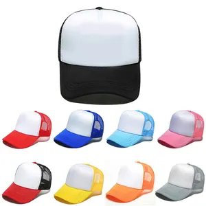 Wholesale High Quality 5 Panel Sport Baseball Print Trucker Hat Blank Custom Logo Embroidery Trucker Mesh Cap Foam Trucker Cap