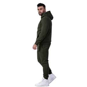 Men's 2 Piece Hoodie Set Solid Color Casual Tracksuit Drawstring Sweatpants Hooded <b>Sweatsuit</b> Olive Green - Product Image 4