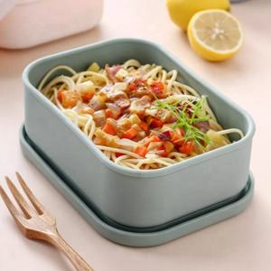 Dropshipping Rectángulo de grado alimenticio Silicona Niños Snack Fruit Containers Microondas Seguridad Bento Lunch <span class=keywords><strong>Box</strong></span> con tapa de silicona - Product Image 2