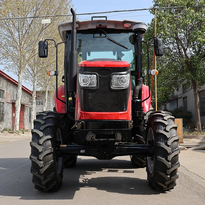 China Hot Sale 90 PS 4 X4 Farm Traktor Ausrüstung Lieferanten Landwirtschaft 90 PS 4WD Traktor mit Lader und Bagger lader zum Verkauf in Peru