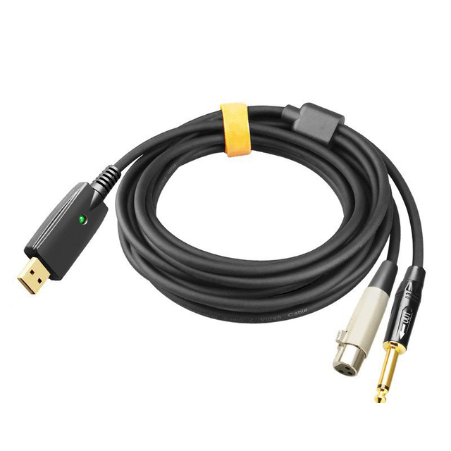 USB Cardioid 6.35mm microphone karaoke noise reduction recording live speaker cable, 3m