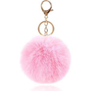 Porte-clés Pompon Coloré en Fausse Fourrure de Lapin, Anneau de Clé de Voiture en Peluche Douce, Breloque de Sac à Main - Product Image 1