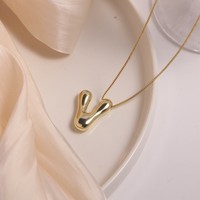 Collier en acier inoxydable plaqué or 18 carats, étanche, avec lettres en forme de bulles, pour femmes, collier avec noms personnalisés