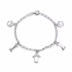 Pave CZ Jewelry Pulsera de eslabones de broca de caballo ecuestre de herradura personalizada de plata esterlina - Product Image 2