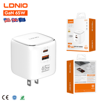 Cargador de Viaje GaN de Doble Puerto LDNIO Q2617, Precio de Fábrica, 65W, Salida 45W PD + 20W QC, Adaptador GaN Universal para Viajes