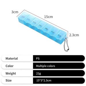 กล่องยาพกพาแบบพลาสติกสำหรับจัดเก็บยาประจำสัปดาห์ พร้อมพวงกุญแจ - Product Image 3