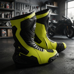 Bottes de moto professionnelles mi-mollet légères en cuir véritable, nouveau style, fermeture éclair, conception personnalisée, service OEM - Product Image 3