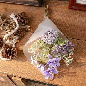 Zhiyao <b>Artificial</b> Flower <b>Bouquet</b> Light And Dark Purple Handmade Wedding Decor Baby's Breath Pan Weaving Cloth - Product Image 1