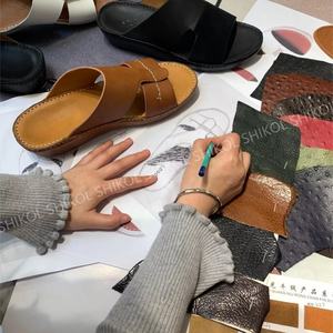 SHIKOL chaussures arabes traditionnelles italiennes premium en <span class=keywords><strong>cuir</strong></span> de veau naturel du golfe hommes pantoufles de <span class=keywords><strong>luxe</strong></span> Ramadan dubaï sandales pour hommes - Product Image 4