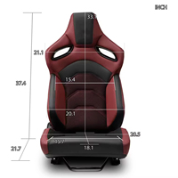 Sièges de course de type baquet pour simulateur de conduite, en tissu maillé rouge brillant, réglables, accessoires intérieurs