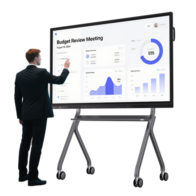 EDLA Certified 350nits Android 14 IR Touch LCD Display 65-Inch 20-Point Touch Interactive Full HD Electronic Whiteboard Aluminum