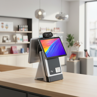 Terminal de point de vente à double écran avec reconnaissance faciale, paiement par QR code et carte pour kiosque libre-service de cafétéria et restaurant