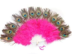 Abanico de plumas de pavo real negro al por mayor para mujer espectáculo de disfraces fiesta de té vacaciones baile nupcial boda decoración sesión de fotos accesorio - Product Image 3