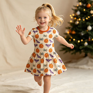 Pigiama per Bambini con Logo Personalizzato, Morbido, a Maniche Corte, con Motivi di Pipistrello, <span class=keywords><strong>Ragno</strong></span> e Zucca per Halloween, Set Coordinato per Fratelli - Product Image 4