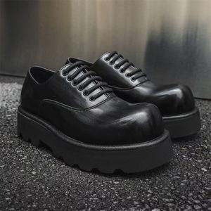 PU Leather Lace-Up Oxfords Men's Casual Dress Shoes <b>Big</b> Head <b>Toe</b> Thick Rubber Sole New Style Office Style Holiday Winter Spring - Product Image 2