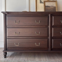 Commode à six tiroirs en bois massif de style rétro français et américain, armoire latérale, armoire de salon, armoire de véranda, armoire de chambre à coucher, armoire de rangement