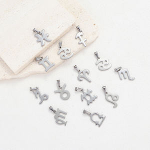 INS Simple 18K PVD Plaqué Or DIY Bijoux En Acier Inoxydable Charmes Du Zodiaque <span class=keywords><strong>Horoscope</strong></span> avec Anneau De Saut Raccord pour Enfants - Product Image 5