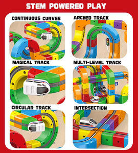 EPT 123 Piezas, Pista de Carreras Mágica Flexible para Armar, Tren STEM Electrónico, Juego de Construcción de Cubos de Rieles, Juguetes de Encaje para Niños - Product Image 3