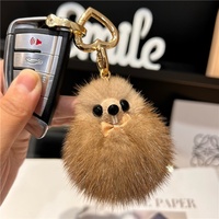 Porte-clés en fourrure de vison véritable, petit renard en peluche, breloque de téléphone, breloque de sac à dos douce et mignonne, cadeau d'anniversaire