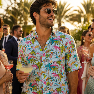 <span class=keywords><strong>Chemise</strong></span> Aloha boutonnée pour <span class=keywords><strong>homme</strong></span>, coupe ample et décontractée, respirante, avec logo personnalisé, idéale pour les mariages à la plage ou les vacances tropicales - Product Image 1