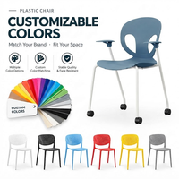 Chaise d'école ergonomique en PP GF empilable, siège en plastique pour salle de classe avec accoudoirs et roulettes pour bureau, hôpital, appartement