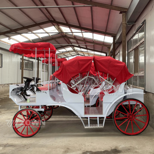 ตัวรถสีขาว ดีไซน์แบบกึ่งเปิดประทุน หลังคาสีแดงสดใส แถวที่นั่งสองแถวด้านบน เหมาะสำหรับสถานที่จัดงานแต่งงาน - Product Image 3