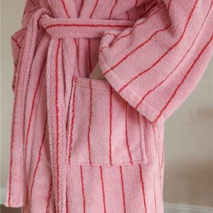 BODHAN ODM&OEM <span class=keywords><strong>Accappatoio</strong></span> Unisex di Lusso in Spugna di Corallo a Righe, <span class=keywords><strong>100</strong></span>% <span class=keywords><strong>Cotone</strong></span> Rosa, Comodo per Uso Domestico - Product Image 3