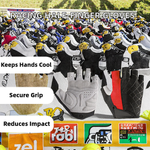 Gants de course unisexes en cuir à demi-doigts, antidérapants, avec coussinets en gel absorbant les chocs, respirants, coupe-vent, pour le cyclisme, le ski et les sports de plein air - Product Image 2
