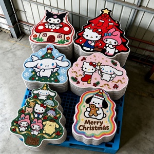 Christmas Shaped <strong>Rug</strong> Fake Wool Soft Die-cut Irregular Anime <strong>Hello</strong> <strong>Kitty</strong> <strong>Rug</strong> Anti-slip Circle Holiday Decor <strong>Rug</strong> - Product Image 2