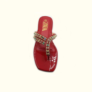 Alta calidad Pintoe punta abierta verano nuevo Color diamantes de imitación Vintage ropa de playa antideslizante moda Zapatillas de mujer - Product Image 5