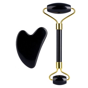 Appareil de massage pour le visage de haute qualité, accessoire pour soins du visage, en obsidienne noire naturelle, rouleau en Jade, idée cadeau - Product Image 2
