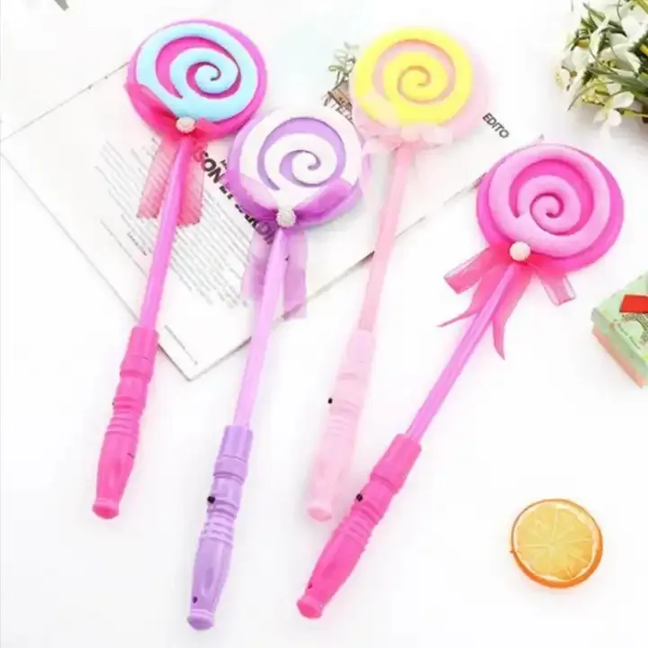 Produk promosi RTS menyesuaikan lolipop warna-warni Flash Led tongkat cahaya anak ajaib