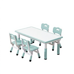 Juego de Mesa de Comedor Moderno para Niños, Ajustable en Altura, con Silla Cuadrada para Niños Pequeños, para Exteriores, Escuela, Dormitorio, Hecho de Plástico Creativo - Product Image 4