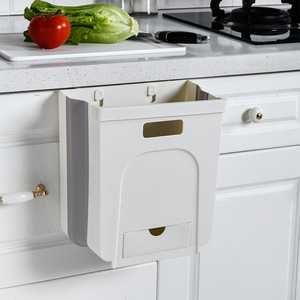 Folding Small Trash Can Waste Bin for Household Kitchen Selling Kitchen for Cabinet Door Hanging Trash Bin Plastic White