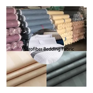 A buon mercato tessuto tinto in tessuto spazzolato materiale biancheria da letto in microfibra goffrato lenzuola tessuti con strisce