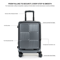 Ensemble de bagages à main 3 pièces personnalisé OEM ODM en PC, valise extensible à ouverture frontale avec roues pivotantes antichoc pour le Japon et la Corée