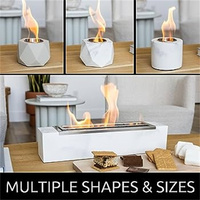 Brasero rectangulaire portable sans fumée pour l'intérieur et l'extérieur, en béton, à poser sur table