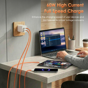 Câble de charge rapide USB-C vers USB-C 60W, tressé en nylon, couleur orange assortie, 1 mètre, câble de données durable pour ordinateur, téléphone et tablettes - Product Image 4
