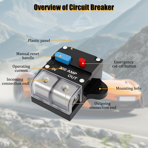 Disjoncteur réinitialisable 200A 12V 24V avec porte-fusible pour amplificateur audio de voiture, réinitialisation manuelle pour treuil, marine, camping-car, camion, caravane - Product Image 5