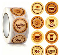 Op maat gemaakte waterdichte rol-etiketten, zelfklevende decoratieve verzegelende logo-stickers voor koffie, koude dranken & fruitsap