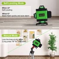 Niveau laser vert 4D à auto-nivellement 16 lignes 360° intérieur/extérieur, alimenté par batterie, pour bricolage, nivellement automatique en croix