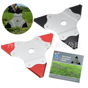 Cuchilla triangular para cortacésped Mr Drill, roja y negra, cuchilla rotativa para cortacésped - Product Image 1