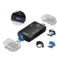 Lector de Tarjetas USB C 6 en 1 con Puertos SD/TF/USB-A/OTG, USB 3.0 de Alta Velocidad de hasta 5 Gbps, Lectura y Escritura Simultánea para Teléfono y Portátil