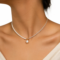 Collier de luxe en perles d'eau douce, chaîne tennis CZ, plaqué or 18 carats, zircon CZ, maille trombone torsadée, bijoux baroques pour femme