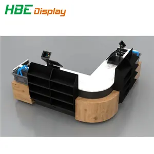 New Design Grocery Store Wood And Metal Cash Counter For Supermarket