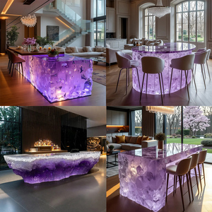 <span class=keywords><strong>Comptoir</strong></span> de bar en résine époxy translucide avec éclairage LED de luxe, cristal onyx, <span class=keywords><strong>pour</strong></span> bar, centre commercial, hôtel, discothèques - Product Image 6